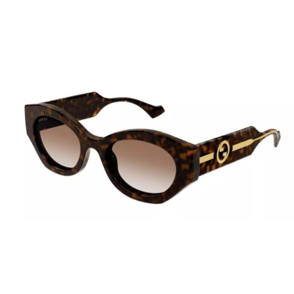 NWT Gucci GG1553S-002 Havana Crystal 52mm Sunglasses